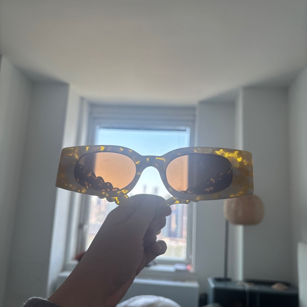 Anthropologie yellow Rectangle Wavy Temple Sunglasses - Picture 6 of 7